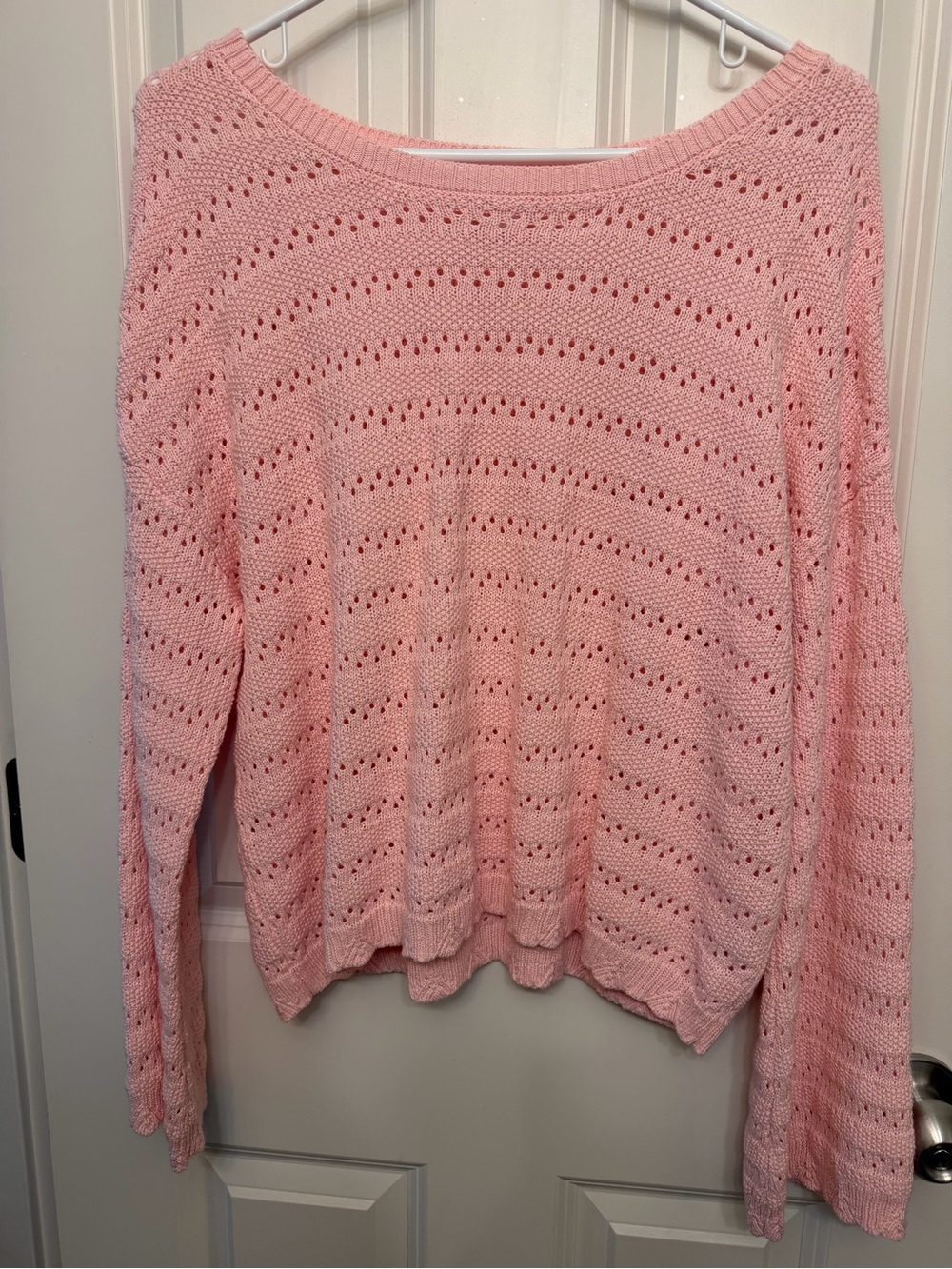 wonder nation Light Pink Scoop Neck Open-Knit Sweater